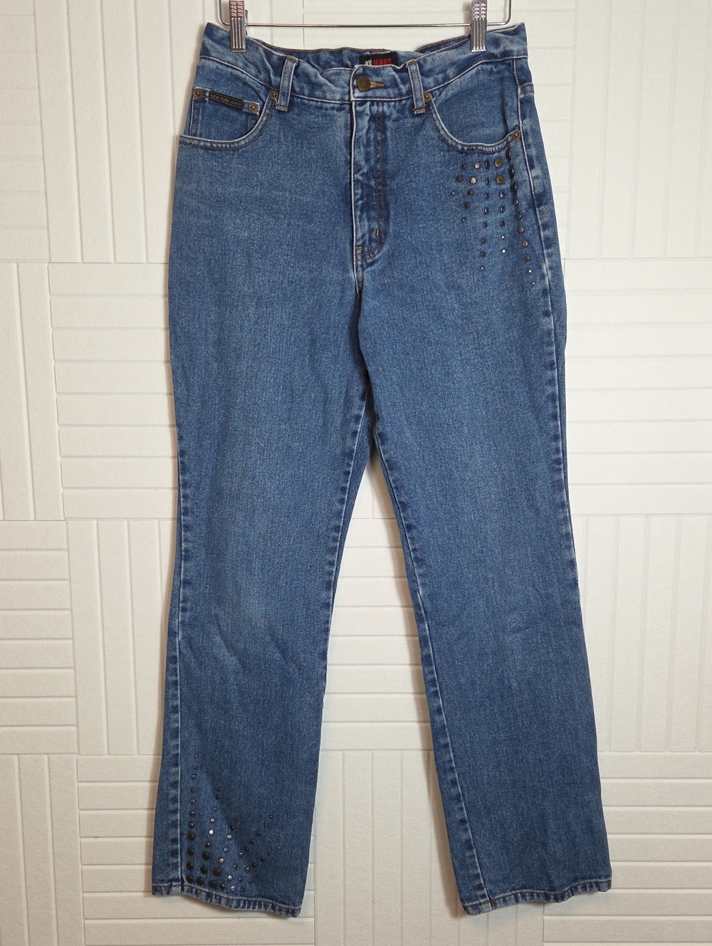 NY Jeans Vintage 100% Cotton Studded Wide Straight Leg Jeans Size 8